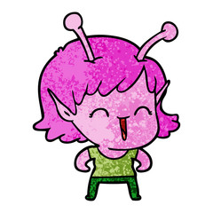 cartoon alien girl laughing