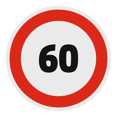Maximum speed limit icon. Flat illustration of maximum speed fifty limit vector icon for web.