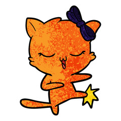 cartoon cat with bow on head