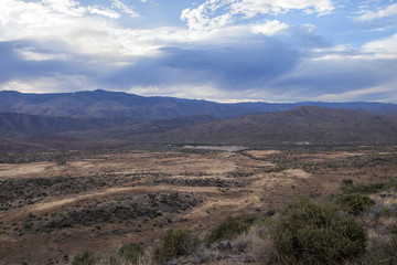 The vast desert against a majestic mountain backgound