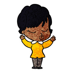 cartoon woman with eyes shut