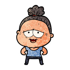 cartoon happy old lady