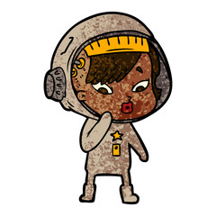 cartoon astronaut woman