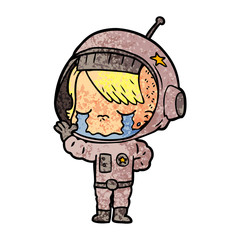 cartoon crying astronaut girl