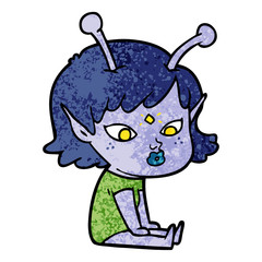 pretty cartoon alien girl