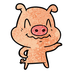 nervous cartoon pig