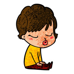 cartoon woman with eyes shut