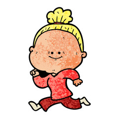 cartoon happy old woman