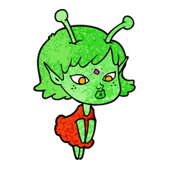 pretty cartoon alien girl