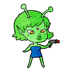 pretty cartoon alien girl