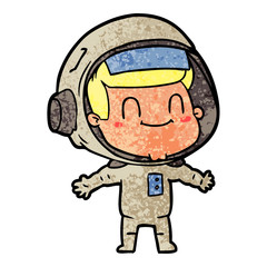 happy cartoon astronaut man