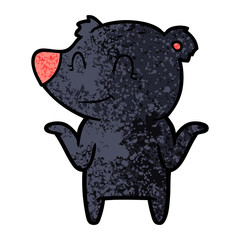 smiling bear shrugging shoulders