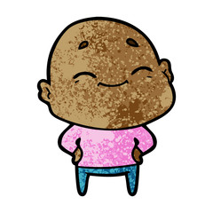 cartoon happy bald man