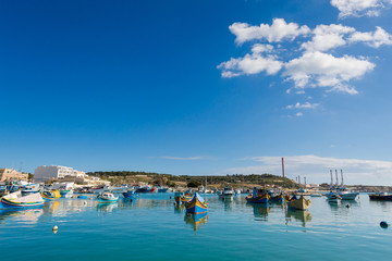 Fototapeta na wymiar Port in Marsaxlokk on Malta