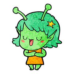 happy alien girl cartoon