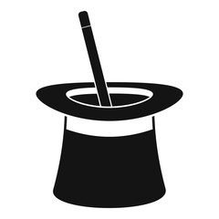 Wand in hat icon. Simple illustration of wand in hat vector icon for web.