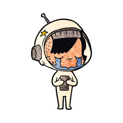 cartoon crying astronaut girl