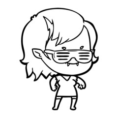 cartoon friendly vampire girl in cool shades