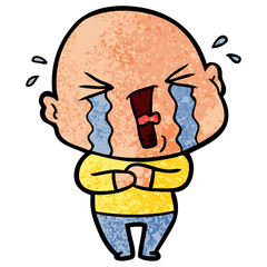 cartoon crying bald man