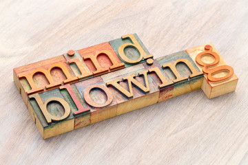 mindblowing word abstract in wood type