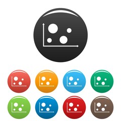 Finance diagram icons set in simple style many color circle isolated on white background