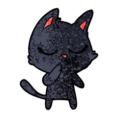 calm cartoon cat considering