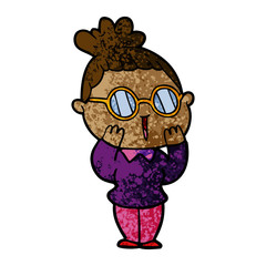 cartoon woman wearing spectacles