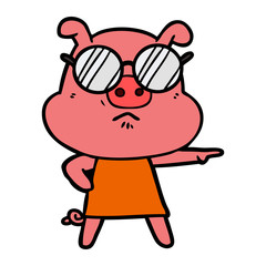 cartoon angry pig