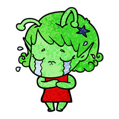cartoon crying alien girl