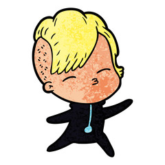 cartoon squinting girl