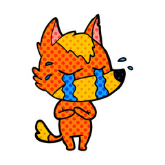 sad little fox cartoon character