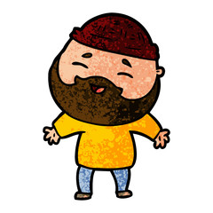 cartoon happy bearded man