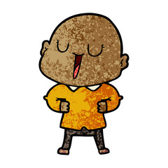 happy cartoon bald man