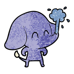 cute cartoon elephant spouting water