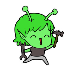 cartoon alien mechanic girl