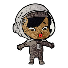 cartoon astronaut woman