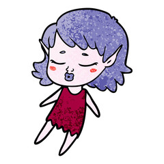 pretty cartoon elf girl flying