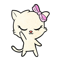 cute cartoon cat with bow