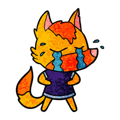 sad little fox cartoon character