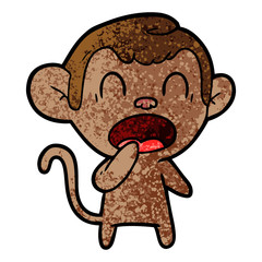 Obraz na płótnie Canvas yawning cartoon monkey