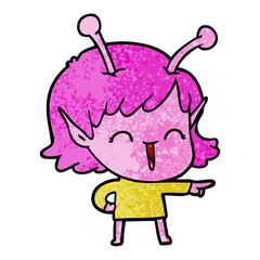 cartoon alien girl laughing