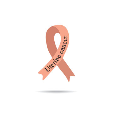 Cancer Ribbon. Uterine cancer. International Day of cancer. World Cancer Day. Vector illustration on isolated background