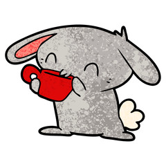 cartoon rabbit drinking tea