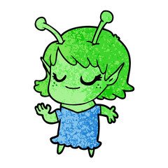 smiling alien girl cartoon