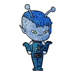 cute cartoon alien girl