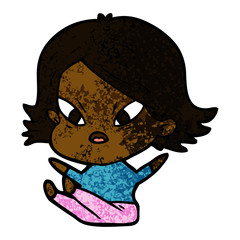 cartoon stressed woman