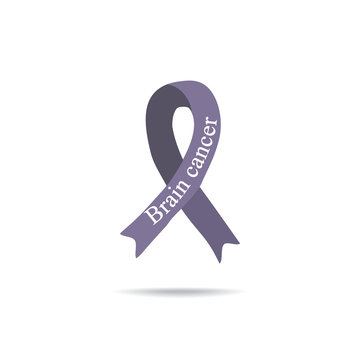 Cancer Ribbon. Brain cancer. International Day of cancer. World Cancer Day. Vector illustration on isolated background