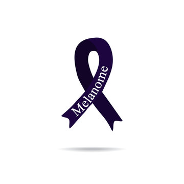 Cancer Ribbon. Melanoma. International Day of cancer. World Cancer Day. Vector illustration on isolated background