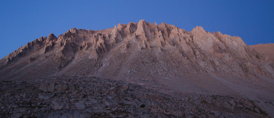 Pink light on mountains