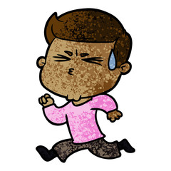 cartoon man sweating